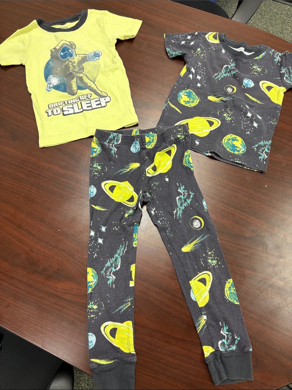 Carter's Black Space-Print Leggings with Yellow Planets